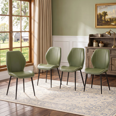 Ensemble de 4 chaises de salle à manger modernes rembourrées en cuir PU avec pieds en métal