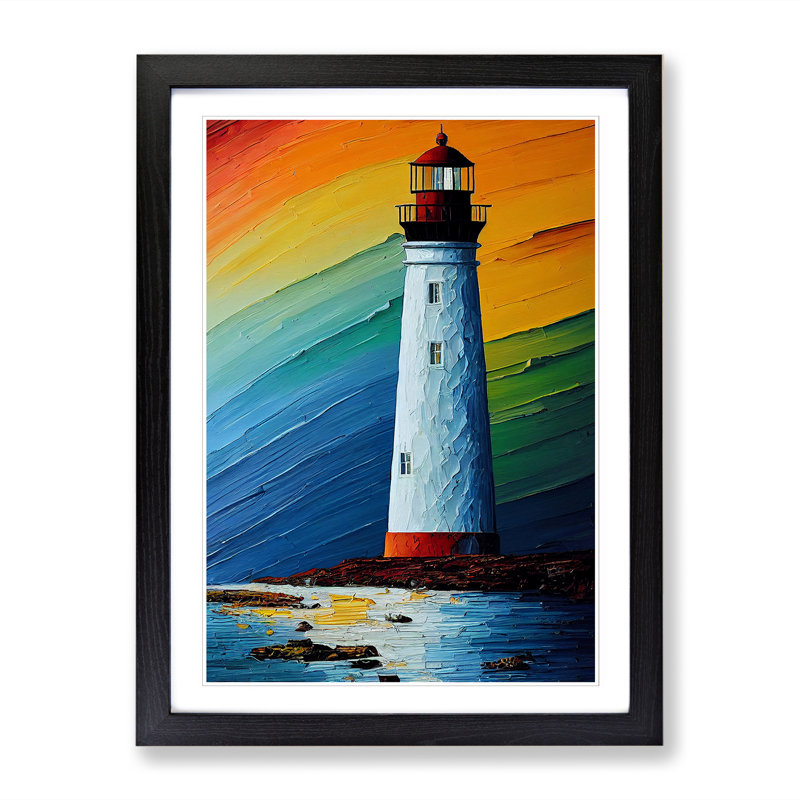 Painted Lighthouse Vol.3 - Picture Frame Print, Black, 64cm H x 46cm W x 2cm D