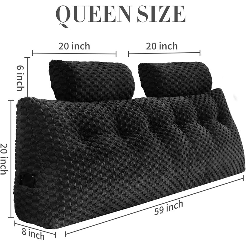 Coussin Velet, Triangulaire H 20 po x l 59 po, Noir