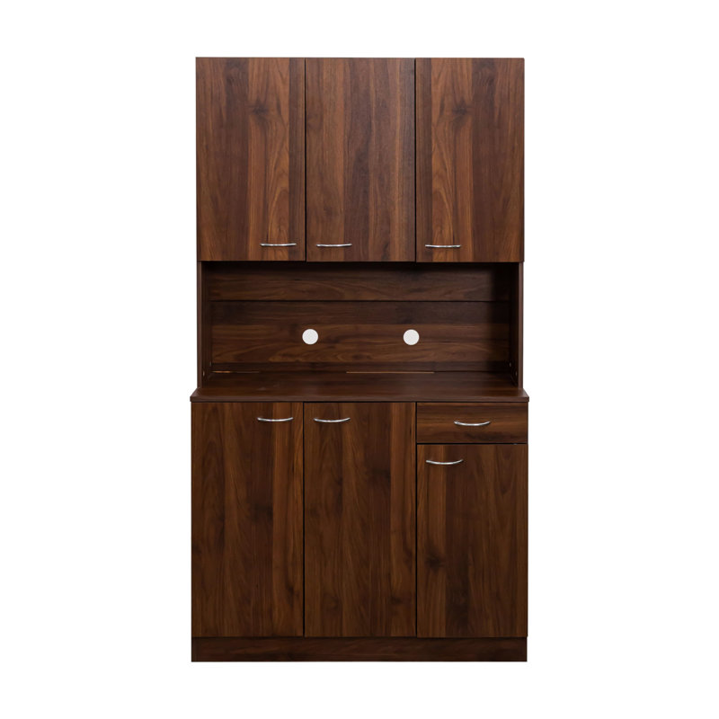 69.86" Tall Bedroom & Kitchen Cabinet, Walnut, 6 Doors, 1 Open Shelf, Drawer. Strong Frame, Easy Maintenance, Stylish Cabinet 6-Door Wardrobe , Elegant Design, Functional Storage Solution