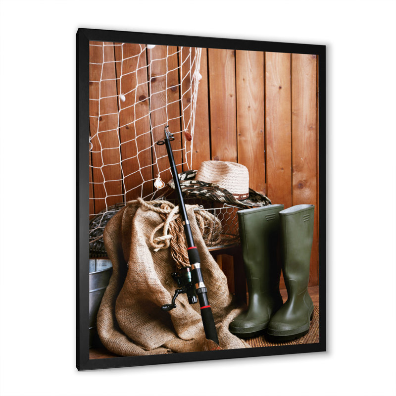 " Ready For Fishing ", Black Picture Framed, 32" H x 16" W x 1" D