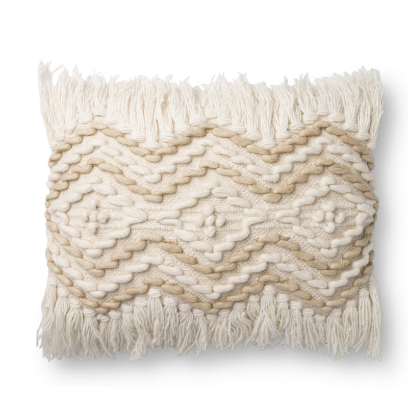 Essence Geometric Lumbar Pillow Cover, Beige