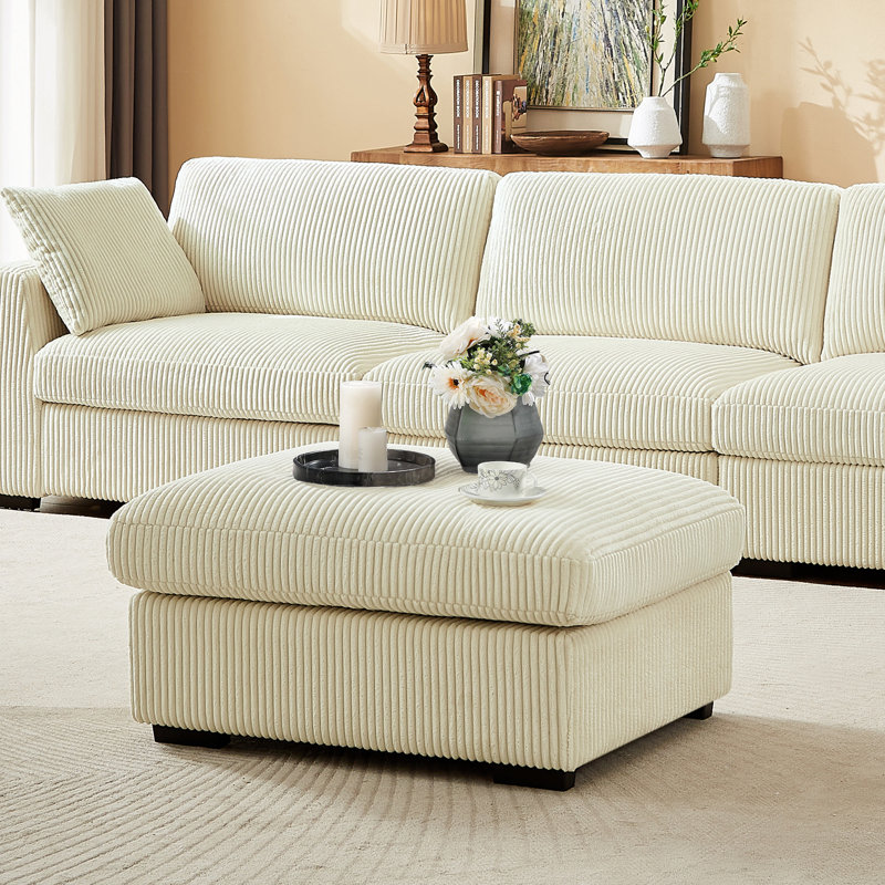 Upholstered Ottoman, Beige