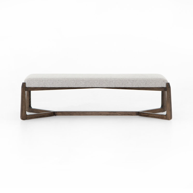 Roscoe Upholstered Bench, Brunswick Pebble, Vintage Sienna Beech