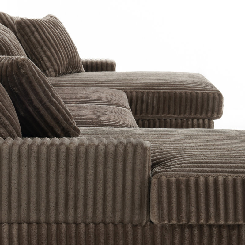4 Seater Seating Component, Light Brown Faux Fur