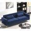 Canapé 3 places en velours 85,8 po Classic Classic - Doux et facile à entretenir | Bleu | Velours | Accoudoirs carrés
