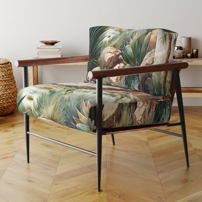 Fauteuil rustique Arizona Desert Cactus II - Revêtement en velours, fauteuil d'appoint vert