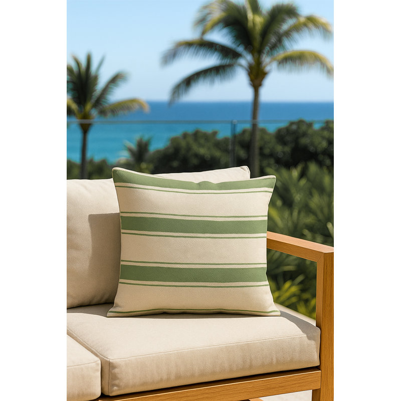 Classic Grey Sail Stripe Indoor Outdoor Pillow 14x20, Black, Square 24", Polyester