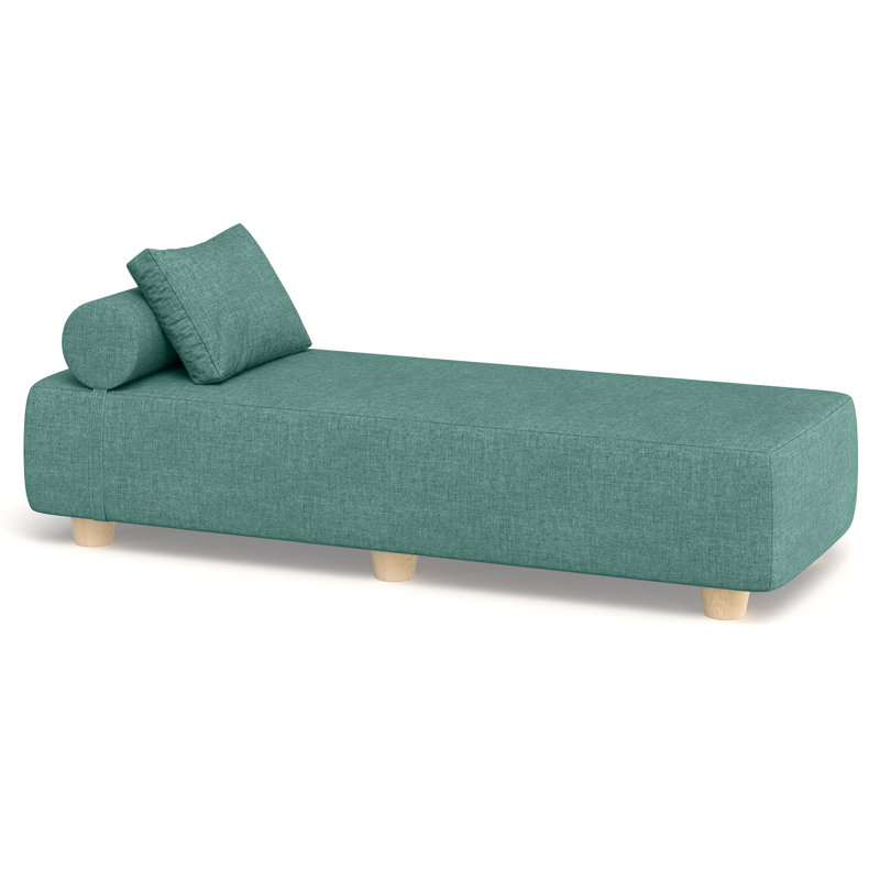 Alvy Outdoor Sunbrella Luxurious Chaise Sun Lounger with Hevea Wood Feet, Teal