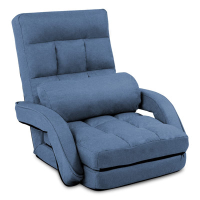 Reclining Floor Gaming Chair Foldable Chaise Lounge Game Chair For Adults With Armrest by Ebern Designs