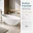 59" Solid Surface Freestanding Bathtub, Glossy White Stone Resin, Deep Soaking, Ergonomic Curve, Pop-Up Drain