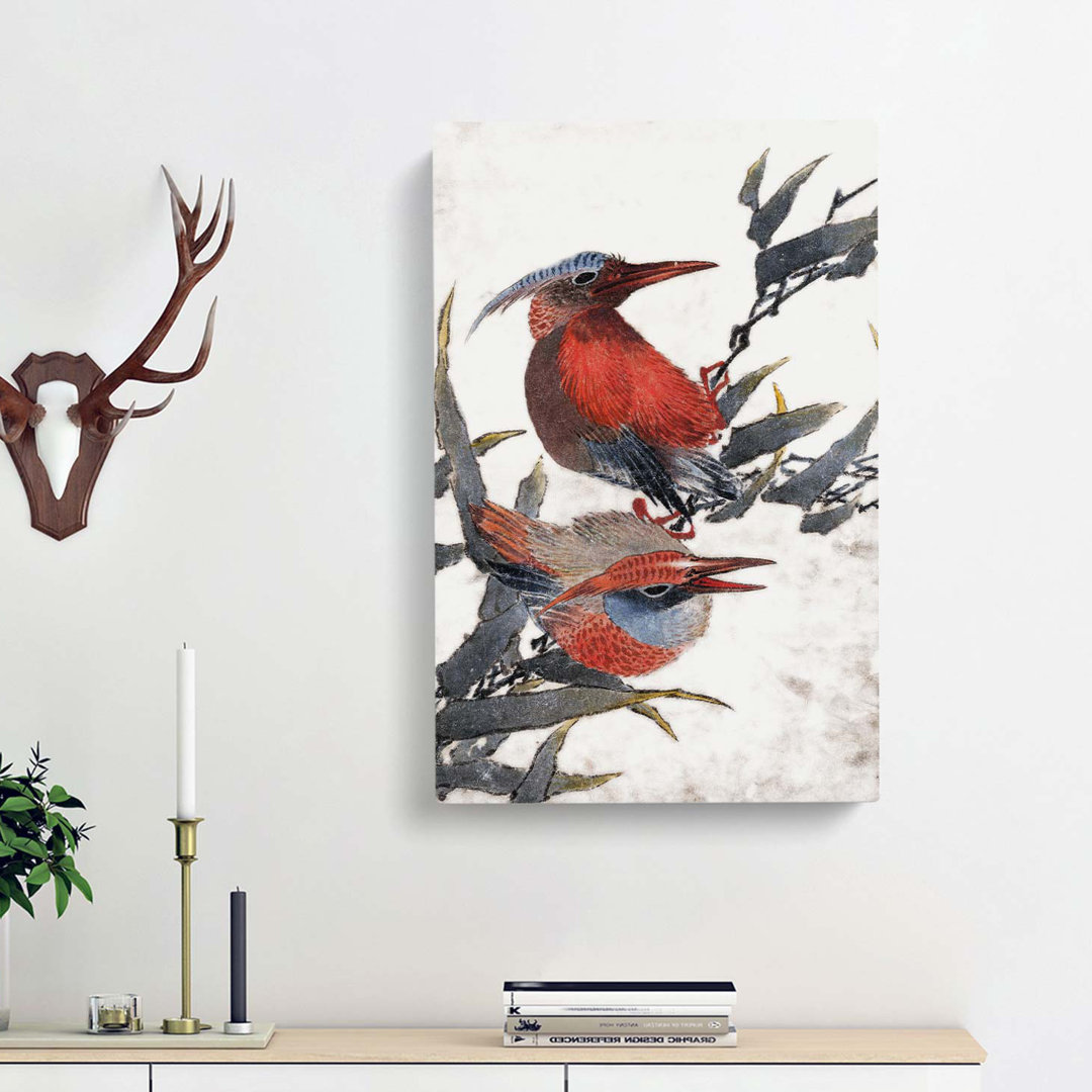 Two Birds by Katsushika Hokusai - Wrapped Canvas Painting Print