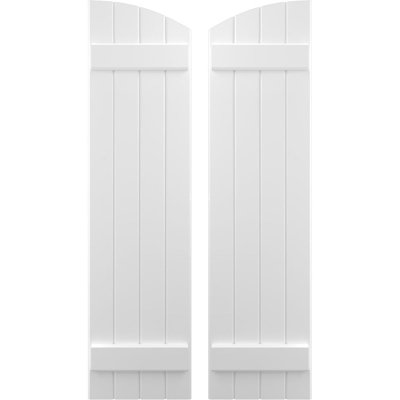 Americraft (2 Batten) Joined Board-n-Batten Shutters w/ Elliptical Top (Per Pair)