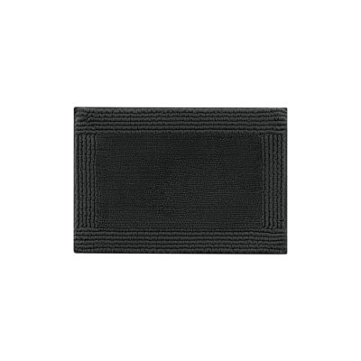 Tapis pour salle de bain 100% coton noir réversible 3000 g / m² 24 po x 44 po - dense et durable, lavable à la machine, doux et riche