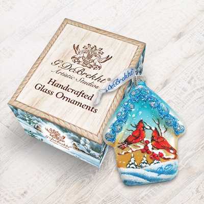 Holiday Splendor 3 " Handmade Glass Cardinal Ornament