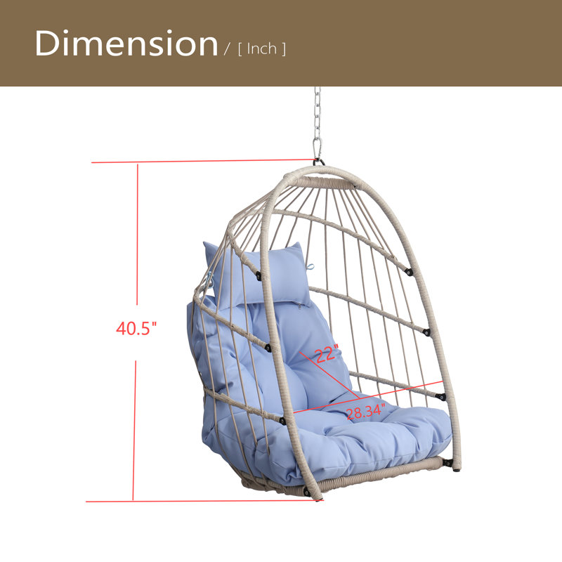 Chaise suspendue en PE pour l'extérieur, Naturel / bleu