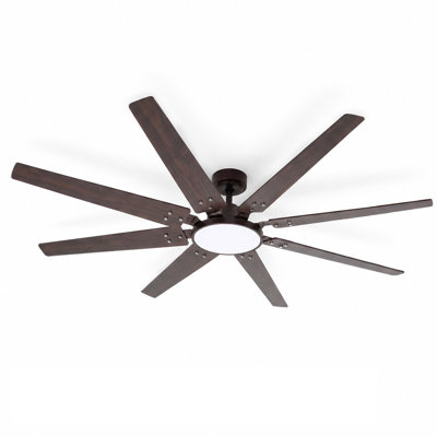 Ventilateur de plafond intelligent 72 po avec lumières, ventilateur de plafond intérieur / extérieur à 8 pales avec télécommande, application et commande vocale, moteur CC réversible
