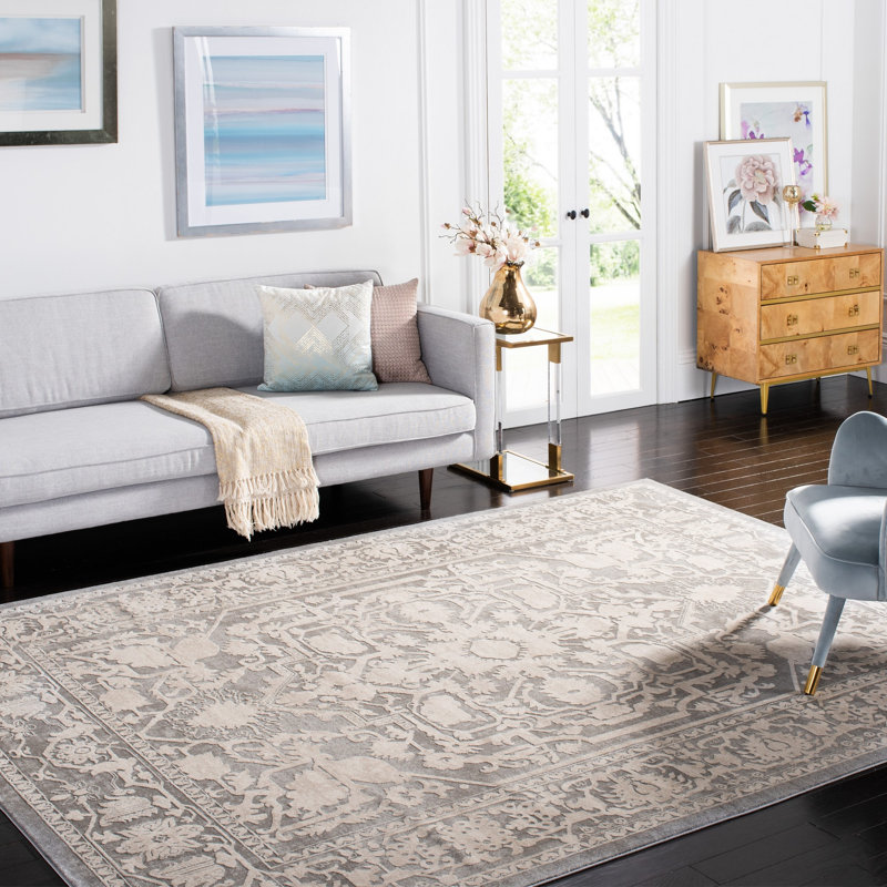 Tapis oriental gris foncé / crème Calidia, Rectangle 8 pi x 10 pi