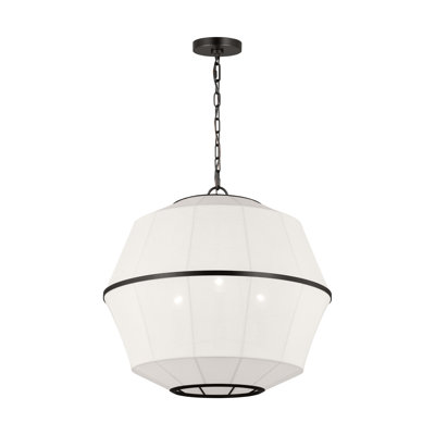 Ellen Degeneres Hikari 5 Light Dining Room Pendant With White Linen Shade