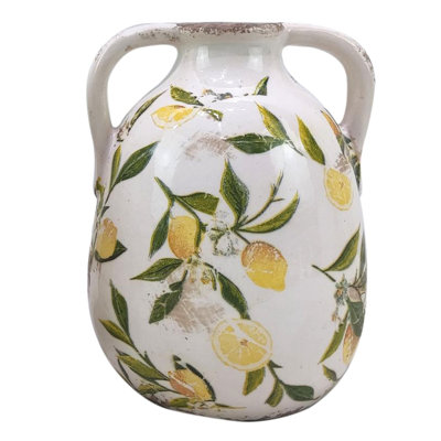 Tunley Decor Home Large decorative ceramic lemon vase Mediterranean style