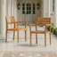 Ensemble de 2 chaises de jardin Shmily en bois d'acacia avec dossier à lattes, résistantes aux intempéries-1812624681