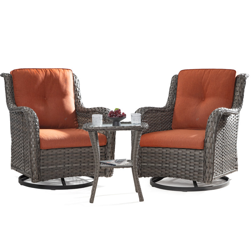 Ensemble de conversation avec coussins Isella, Orange, Brun