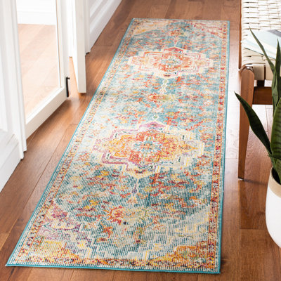 Haneul Oriental Teal/Orange Area Rug