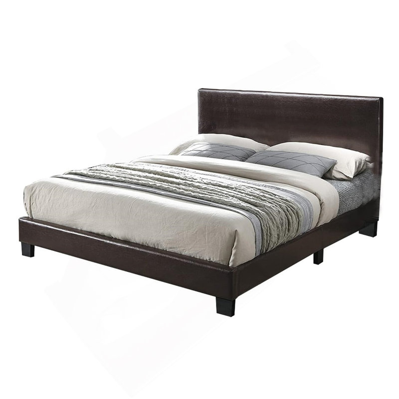 Cadre de lit en similicuir brun moderne 1pc, Grand lit