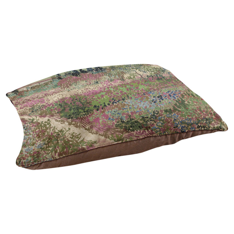 Coussin stylisé bluhender garten mit pfad Burk, Petit (L 29,5 po x l 19,5 po), Rose / vert