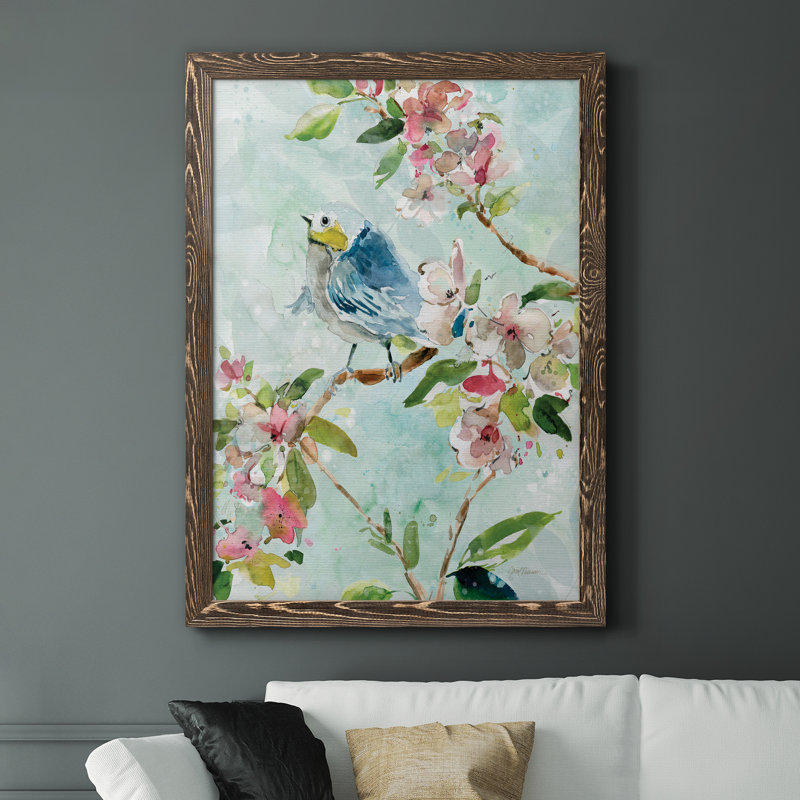 Asbury Garden Song II - peinture sur toile encadrée, Encadré de bois de noyer, H 37,5 po x l 27,5 po x P 1,5 po