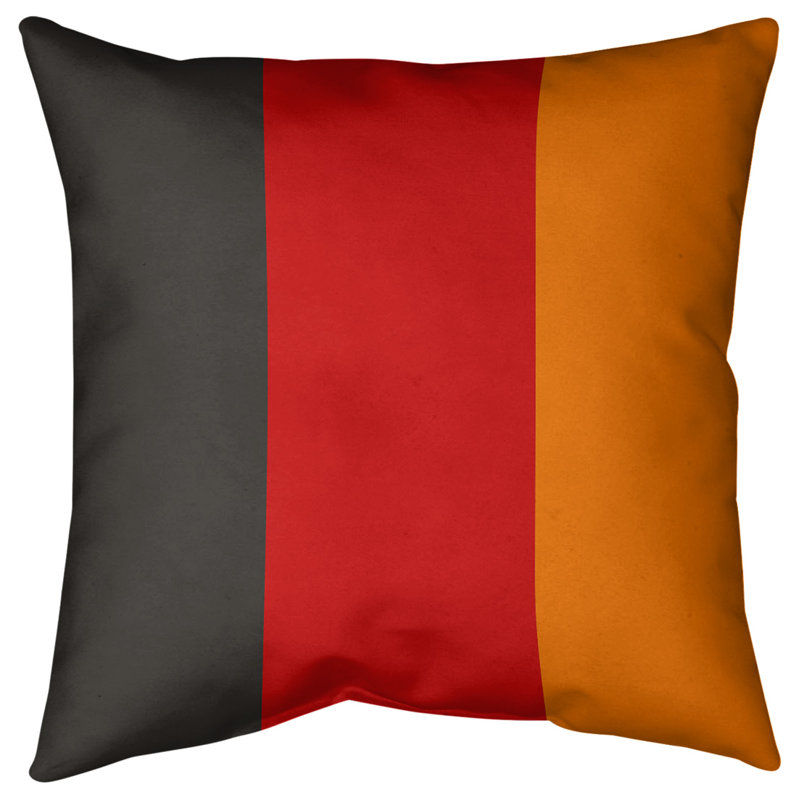  Coussin Euro, Bourre en polyester, Côté orange / Milieu rouge, Simili suède