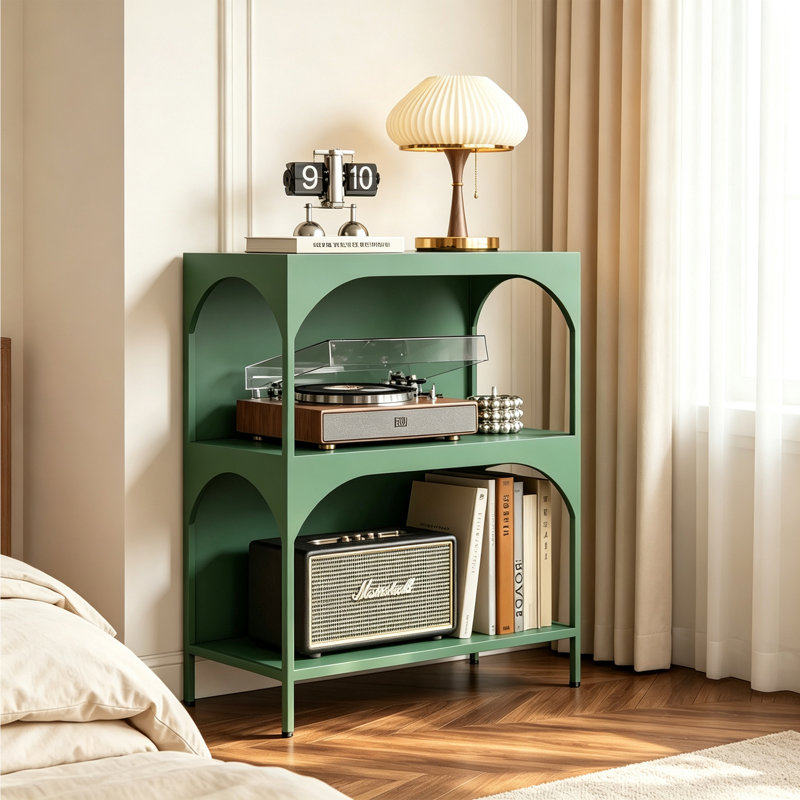 Présentoir de rangement arqué en métal, H 36,61 po x l 27,56 po x P 13,78 po, Vert