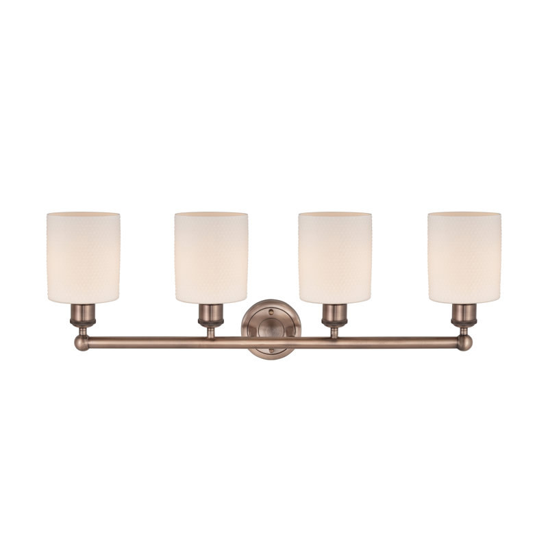 Karon 4 - Light Dimmable Vanity Light, Matte White, Antique Copper