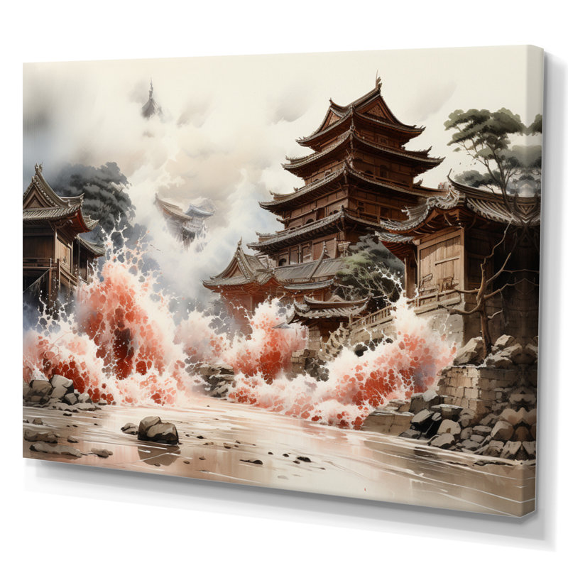 Reproduction d'art sur toile, "Le séisme au Japon II en 2011", Toile tendue, H 34 po x l 44 po x P 1,5 po