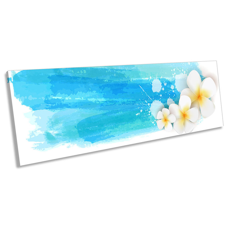 Blue Floral Modern White - Wrapped Canvas Panoramic Print, 30.48cm H x 91.44cm W