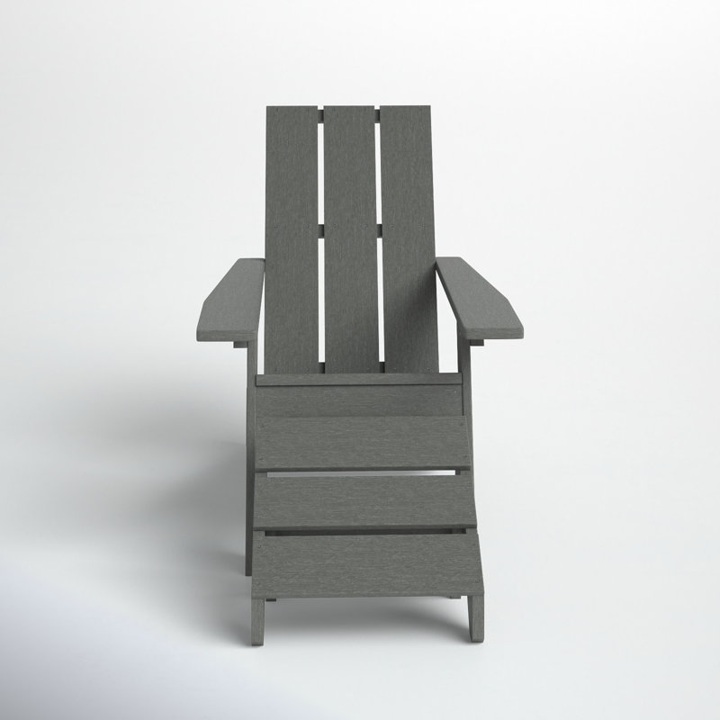 Byrnes Outdoor Adirondack Chair With Ottoman, Gray