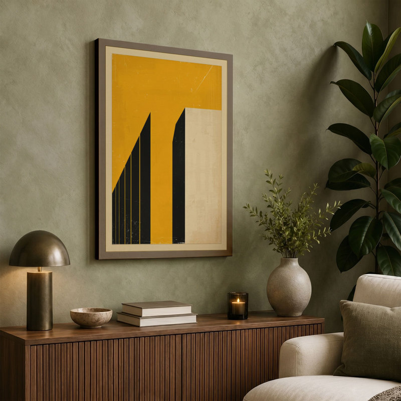 Urban Geometry Minimalist - Wrapped Canvas, 36x24 - 91.4 x 61.0 cm, Ochre Border