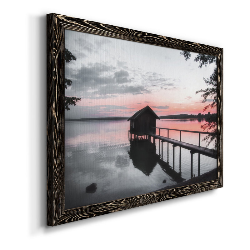 Coucher de soleil sur le mois d'octrier - Photographie de cadre sur toile, H 20 po x l 17 po x P 1,5 po, Noir