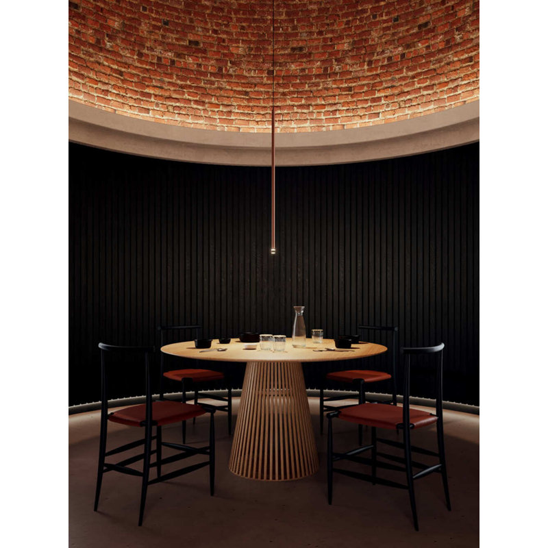 Lodes A-Tube Nano Suspension Lamp Black Cable Low-V - Gold w White Canopy, 23.62" H x 0.78" W x 0.78" D