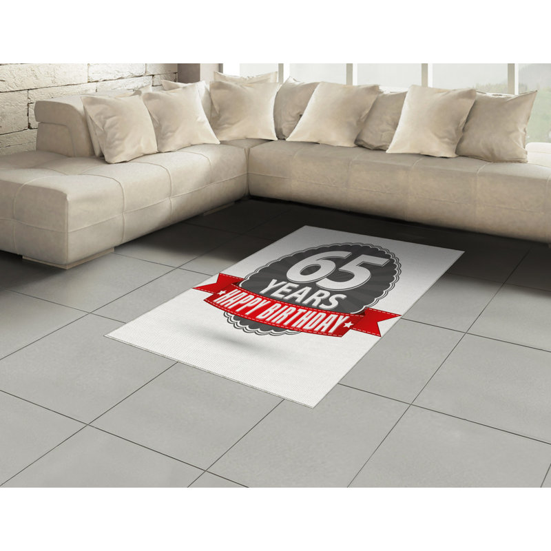 65th Birthday High Density Long Fiber Poly Threads Decorative Area Rug Carpet, Rectangle 4' x 5'8"