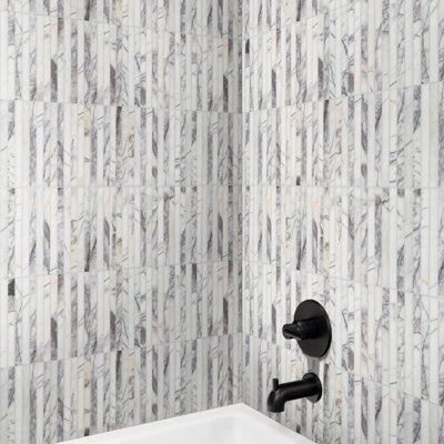 Amethyst Shell 11 in. x 12 in. Honed Marble Mosaic Floor and Wall Tile