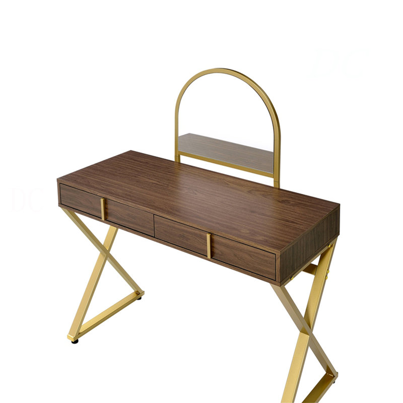 Ensemble de coiffeuse en bois, Or / noyer