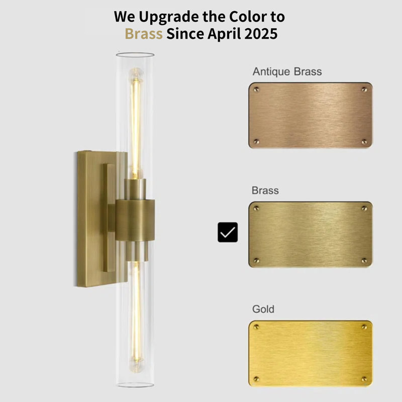 Mailus Wall Sconces, 22.8" Industrial-Chic Dual Glass Cylinder Wall Sconce(Set of 2), Brass