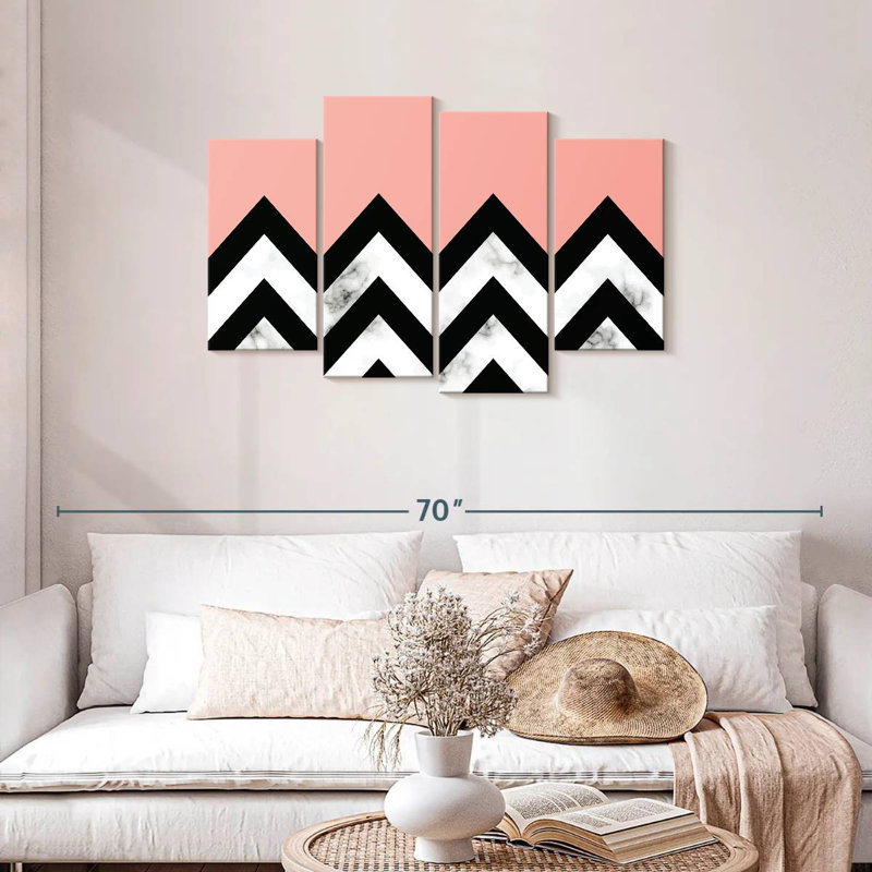 Avery abstrait zigzag contraste de marbre, H 27 po x l 43 po