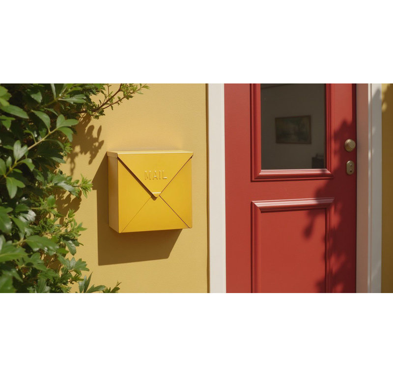Boîte aux lettres murale Chicago, H 12 po x l 12 po x P 4,8 po, Jaune