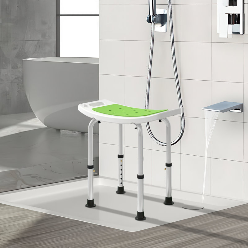 Adjustable Shower Stool With Non-slip Feet – Safe Bath Seat For Elderly, Pregnant & Disabled, Green