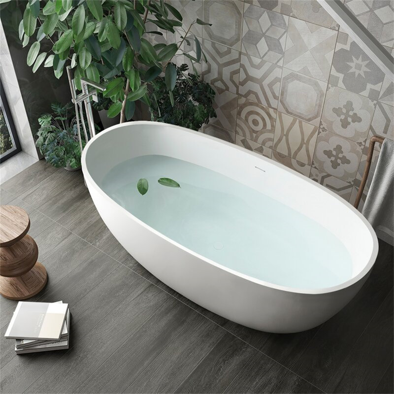 Anaie 65 " L x 29.5 " W Freestanding and Mounting / Installation Required Soaking Solid Surface Bathtub