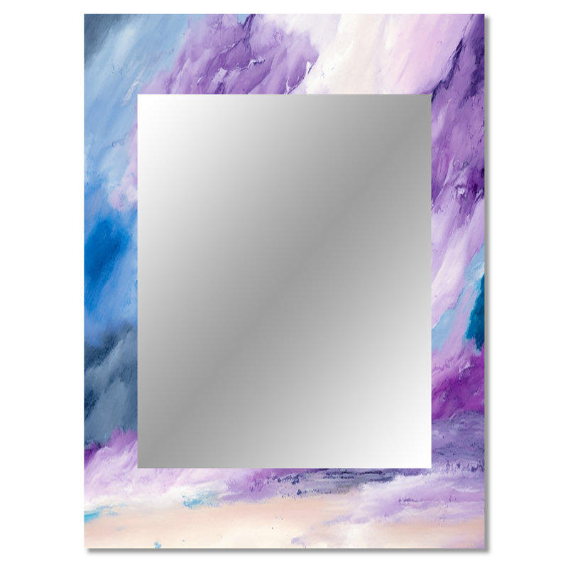 Violet Storm At The Horizon - Liquid Ink Large Wall Mirror, Modern Unique Mirror, Printed Metal Art, 40" x 30"
