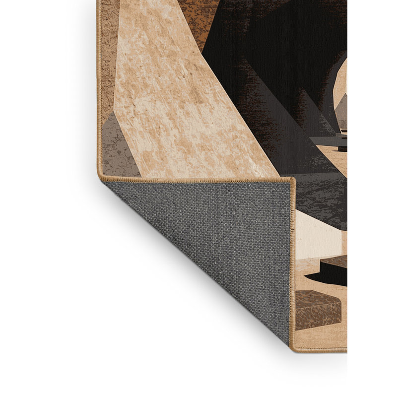 Tapis doux et moelleux à motif géométrique moderne et contemporain en noir Olivet, 4 x 6