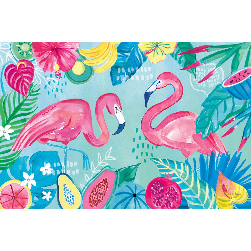 Fruity Flamingos I - Wrapped Canvas Print, 20cm H x 30cm W